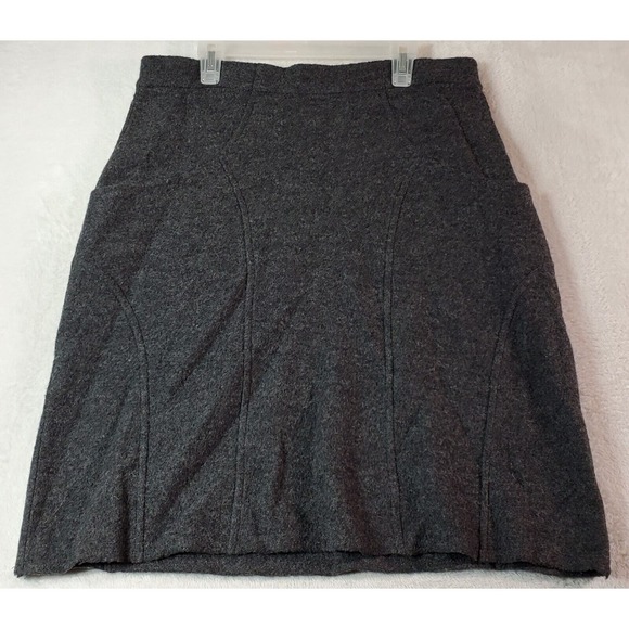 Sparrow Skirt Womens Size Medium Gray 100% Wool Pockets Elastic Waist Flat Front - Picture 1 of 9